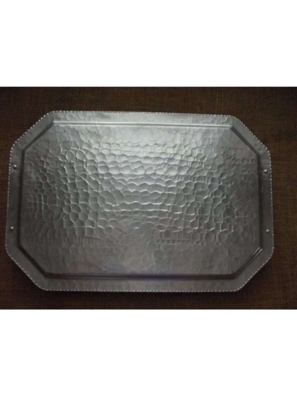 Continental Hand Wrought Silverlook Tray 755 Chrysanthemum Aluminum handles